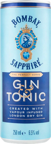 Напиток слабоалкогольный BOMBAY&nbsp;SAPPHIRE Джин и тоник 7%, 0.25л, картинка