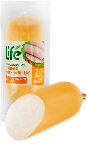 Колбаса вареная ЛЕНТА LIFE Оригинальная куриная, 300г, фото