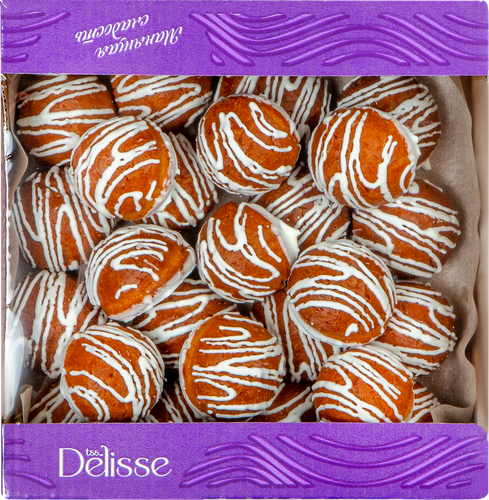 Печенье заварное DELISSE в белой глазури, 350г, крупный план