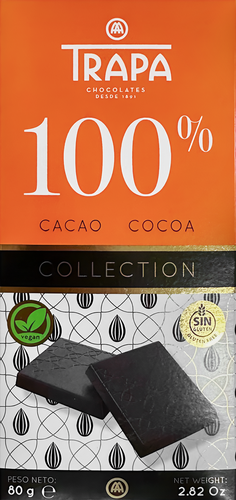 Шоколад горький TRAPA 100% какао, 80г, изображение