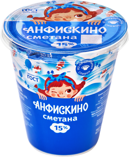 Сметана АНФИСКИНО 15%, без змж, 300г, фото