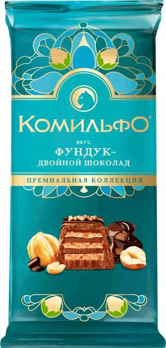 Шоколад молочный и темный КОМИЛЬФО вкус фундук-двойной шоколад, 102г, вид