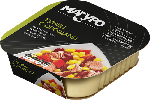 Тунец МАГУРО с овощами, 230г, вид