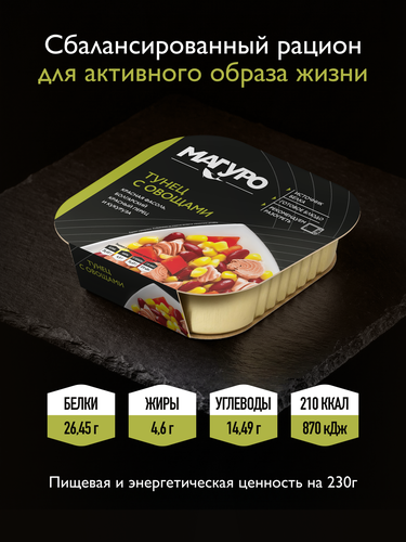 Тунец МАГУРО с овощами, 230г, вид