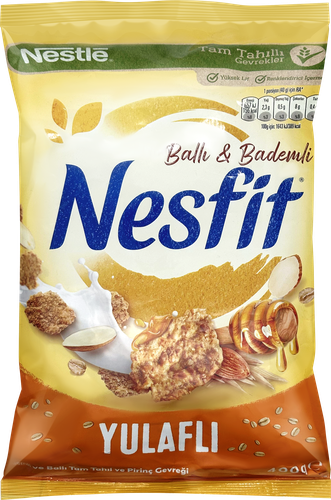 Готовый завтрак NESTLE Nesfit, с медом и миндалем, 400г, крупный план