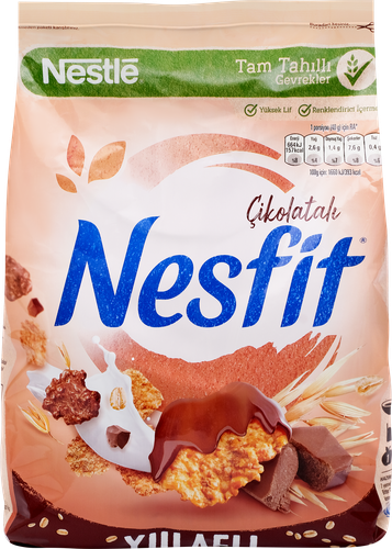 Готовый завтрак NESTLE Nesfit, шоколадные батончики, 400г, крупный план