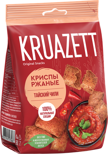Сухарики ржаные KRUAZETT Криспы со вкусом тайского чили, 70г, крупный план