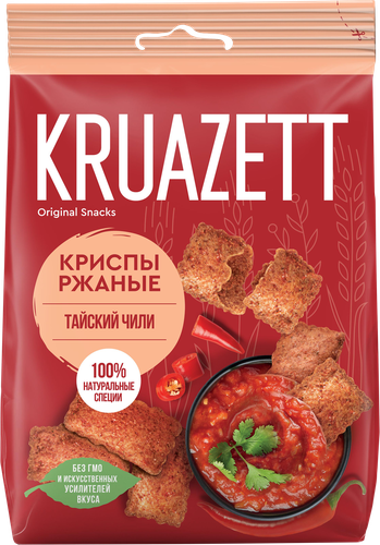 Сухарики ржаные KRUAZETT Криспы со вкусом тайского чили, 70г, крупный план