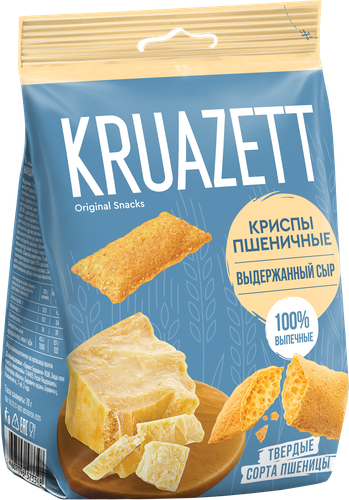 Сухарики пшеничные KRUAZETT Криспы со вкусом выдержанного сыра, 70г, крупный план