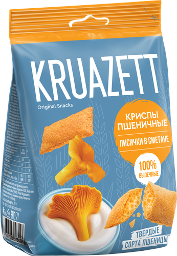 Сухарики пшеничные KRUAZETT Криспы со вкусом лисичек в сметане, 70г, картинка