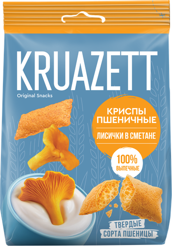 Сухарики пшеничные KRUAZETT Криспы со вкусом лисичек в сметане, 70г, фото