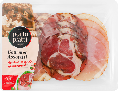 Ассорти мясных деликатесов сырокопченое&nbsp;PORTO PIATTI, нарезка, 120г, фото
