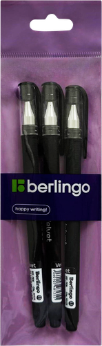 Ручка гелевая BERLINGO Velvet черная, 0,5мм, 3шт, картинка