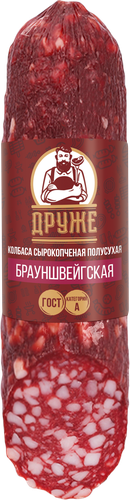 Колбаса сырокопченая ДРУЖЕ Брауншвейгская ГОСТ, 200г, фото