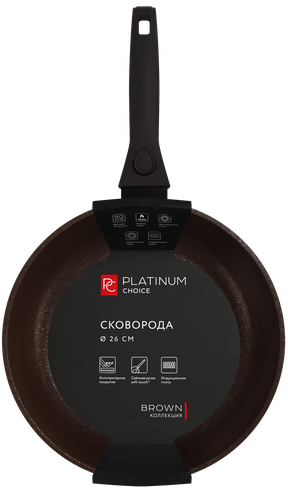 Сковорода PLATINUM CHOICE 26см, антипригарное покрытие, литая, индукция, с съемной ручкой, без крышки, Арт. PC263-ID, детальное фото