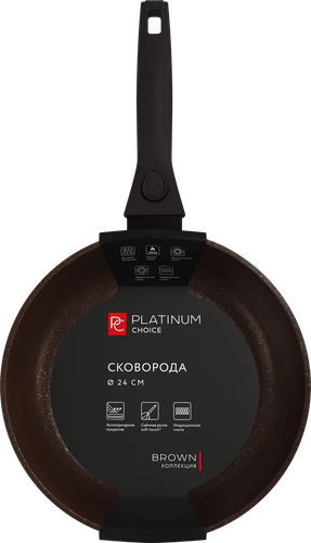 Сковорода PLATINUM CHOICE 24см, антипригарное покрытие, литая, индукция, с съемной ручкой, без крышки, Арт. PC243-ID, вид