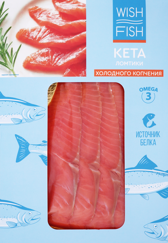 Кета холодного копчения WISH FISH ломтики, 150г, детальное фото