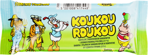 Вафли KOUKOUROUKOU Retro с молочным шоколадом и с начинкой из какао-крема, 25г, детальное фото