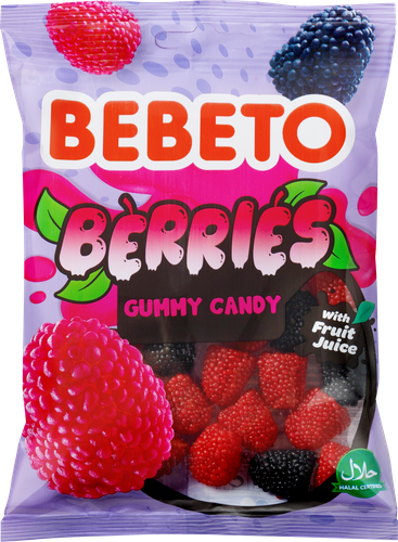 Мармелад жевательный BEBETO BERRIES со вкусом ежевики и малины, 80г, изображение