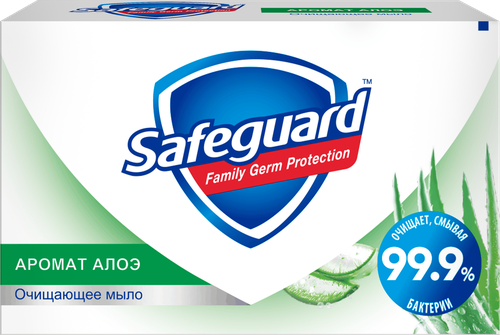 Туалетное мыло SAFEGUARD с ароматом алоэ, 100г, крупный план