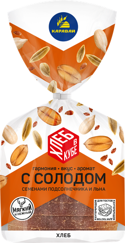Хлеб КАРАВАЙ с солодом, семенами подсолнечника и льна, в нарезке, 250г, фото