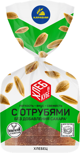 Хлебец формовой КАРАВАЙ с отрубями, в нарезке, 220г, вид