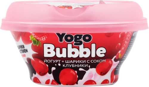 Йогурт МОЛОЧНЫЙ МИР Yogo Bubble с шариками и соком клубники 1,5%, без змж, 120г, картинка
