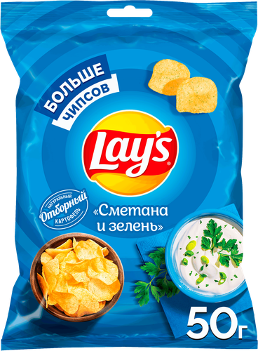 Чипсы картофельные LAY'S Со вкусом сметаны и зелени, 50г, вид