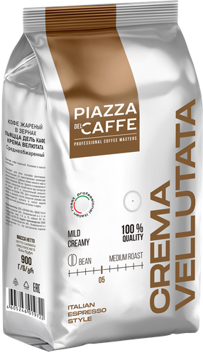 Кофе зерновой PIAZZA DEL CAFFE Крема Велютата, 900г, изображение