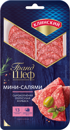 Колбаса сырокопченая КЛИНСКИЙ Мини Салями, нарезка, 95г, картинка