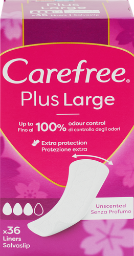 Прокладки ежедневные гигиенические CAREFREE Plus Large, 36шт, детальное фото