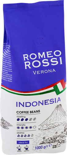 Кофе зерновой ROMEO ROSSI Indonesia натуральный жареный, 1000г, картинка