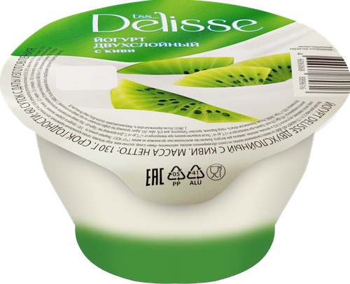 Йогурт DELISSE двухслойный с киви 2,5%, без змж, 130г, фото