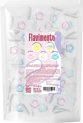 Конфеты освежающие FLAVIMENTO Сool flowers ассорти, без сахара, 500г, вид