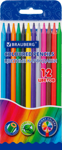 Карандаши цветные BRAUBERG 12 цветов, картинка