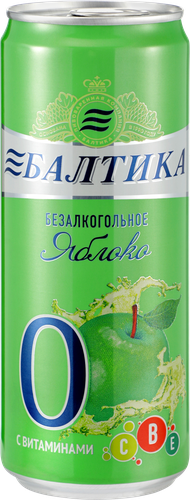 Напиток пивной безалкогольный БАЛТИКА №0 Яблоко пастеризованный 0,5%, 0.33л, фото