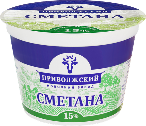 Сметана МЗ ПРИВОЛЖСКИЙ 15%, без змж, 200г, детальное фото