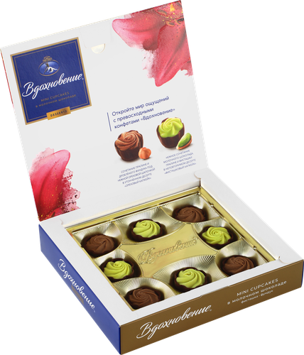 Конфеты ВДОХНОВЕНИЕ Mini Cupcakes фисташка/фундук, 101г, крупный план