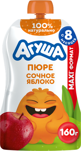 Пюре фруктовое АГУША Сочное яблоко, с 8 месяцев, 160г, фотография