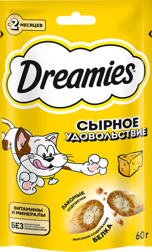 Лакомство для кошек DREAMIES с добавлением сыра, 60г, фото