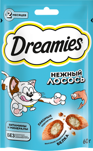 Лакомство для кошек DREAMIES с лососем, 60г, фотография