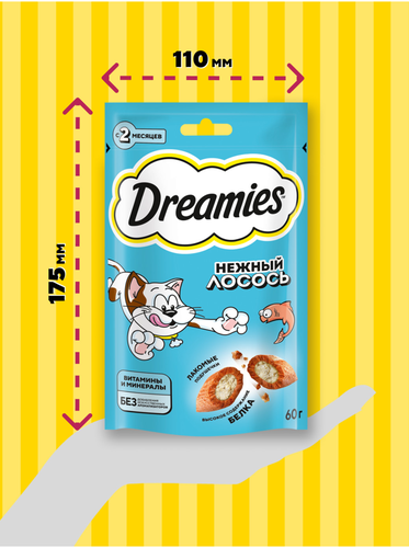 Лакомство для кошек DREAMIES с лососем, 60г, фотография