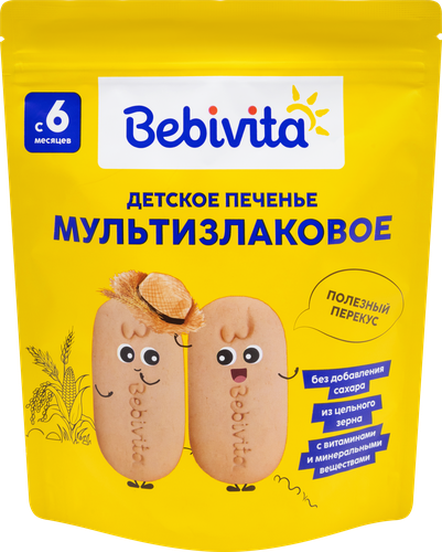 Детское печенье BEBIVITA Мультизлаковое, с 6 месяцев, 80г, картинка