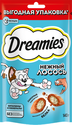 Лакомство для кошек DREAMIES с лососем, 140г, детальное фото
