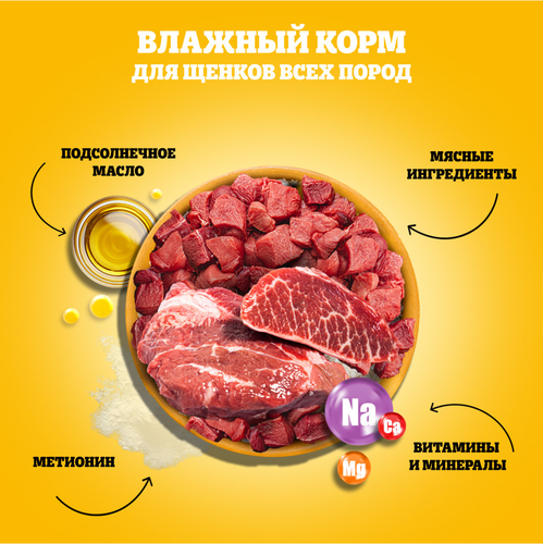 Корм консервированный для щенков PEDIGREE Паштет с телятиной, 80г, фото