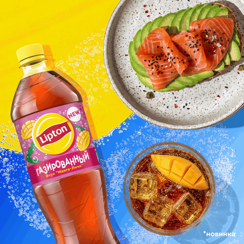 Напиток LIPTON Черный чай Тропический газированный, 1л, фотография