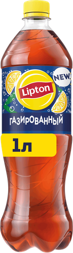 Напиток LIPTON Черный чай со вкусом лимона газированный, 1л, фото