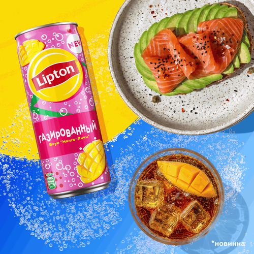 Напиток LIPTON Черный чай Тропический газированный, 0.33л, изображение