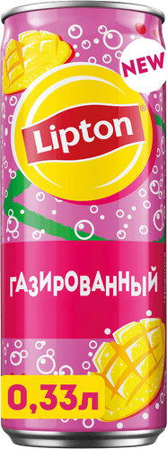 Напиток LIPTON Черный чай Тропический газированный, 0.33л, фото