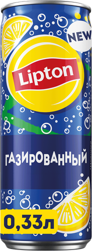 Напиток LIPTON Черный чай со вкусом лимона газированный, 0.33л, картинка